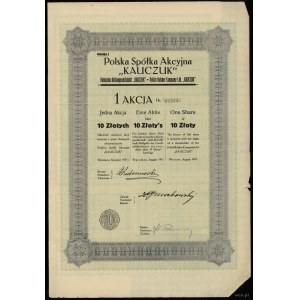 KAUCZUK, zestaw: 5 x 1 akcja na 10 złotych, sierpień 1927
