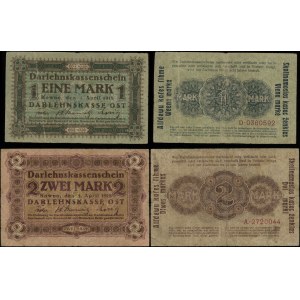 Pologne, Darlehnskasse Ost, set : 1 mark et 2 marks, 4.04.1918, Kaunas