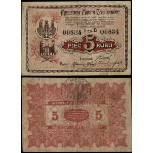 Częstochowa, 5 rubles, 1915