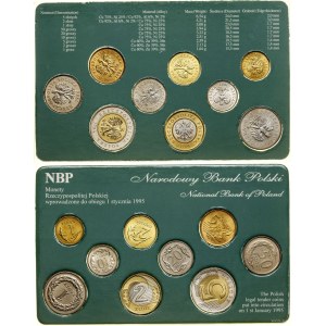 Poland, set of coins of the Third Republic of Poland introduced into circulation on 1.01.1995, Warsaw
