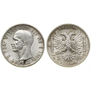 Albania, 5 leków, 1939 R, Rzym