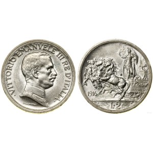 Italie, 2 lires, 1916 R, Rome
