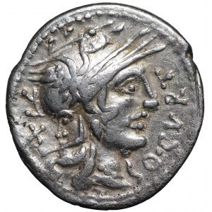 Republika Rzymska, Cn. Domitius, Q. Curtius, M. Iunius Silanus, Denar - brockage