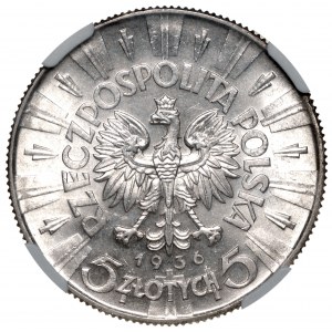 II Rzeczpospolita 5 złotych 1936 Piłsudski NGC MS64