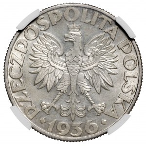 II Rzeczpospolita 5 złotych 1936 Żaglowiec NGC UNC Details