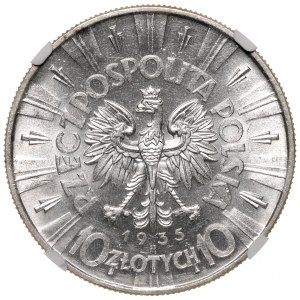 II Rzeczpospolita 10 złotych 1935 Piłsudski NGC MS60