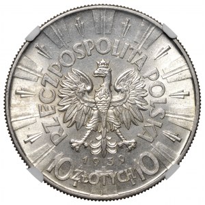 II Rzeczpospolita 10 złotych 1939 Piłsudski NGC MS62