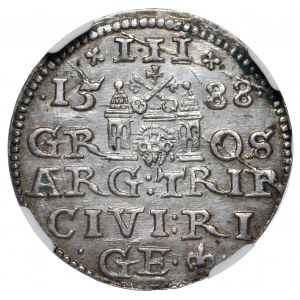 Zygmunt III Waza trojak 1588 Ryga NGC AU58