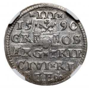Zygmunt III Waza trojak 1590 Ryga NGC AU58