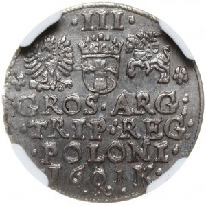 Zygmunt III Waza trojak 1601 Kraków NGC MS62