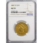 USA, 10 dolarów 1847 Nowy Orlean NGC AU53