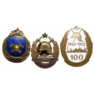 Sowiecka Estonia/Łotwa, zestaw 3 odznak strażackich strażackich