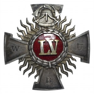Latvia, fireman's 55 year silver service badge.