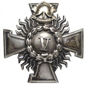 Łotwa, srebrna odznaka za długoletnią służbę w pożarnictwie - 5 lat.