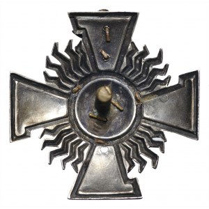 Latvia, fireman's 5 year silver service badge.