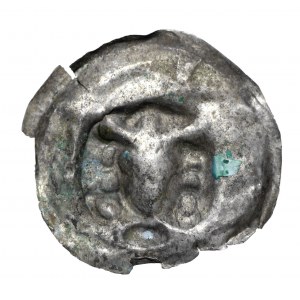 Brakteat, II połowa XII wieku, głowa w koronie