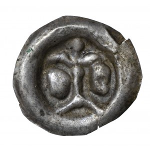 Brakteat, II połowa XII wieku, dwie głowy