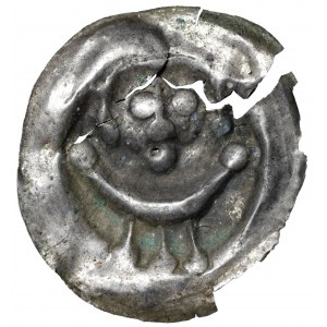 Brakteat, II połowa XII wieku, głowa w łodzi