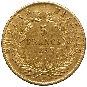 Francja, Napoleon III, 5 franków 1857 A