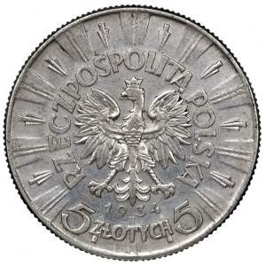 II Rzeczpospolita, 5 złotych 1934, Piłsudski