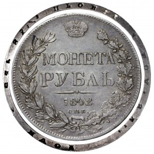 Rosja, Mikołaj I, rubel 1842 SPB A-CZ, błąd w napisie na rancie