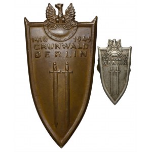 PRL Odznaka Grunwald Berlin 1410-1945 + Miniaturka i Legitymacja