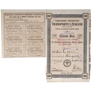 II RP Warszawskie Towarzystwo Transportu i Żeglugi 1 Emisja 10 akcji na 2500 marek 1921