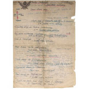 II Wojna Światowa rękopis- wykaz mogił żołnierzy z szosy Warszawa-Modlin wrzesień 1939