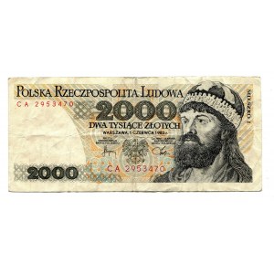 PRL 2000 złotych 1982 Błąd drukarski