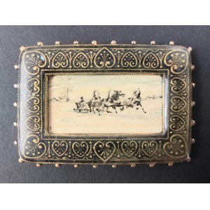 E. Paruf?, Watercolor with horses, miniature