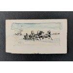 E. Paruf?, Watercolor with horses, miniature
