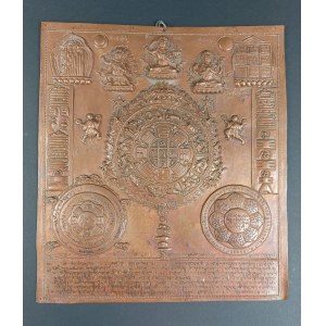 Copper plaque, Tibetan Astrological Amulet, 19th/20th century.