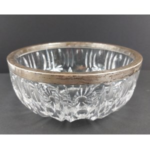 Schale aus Kristall, eingefasst in Sterlingsilber