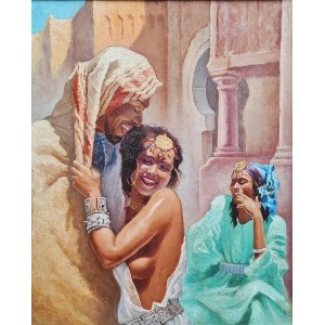 Adam Styka (1890-1959), Berber couple in love (copy), mid-20th century.