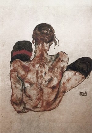 Egon Schiele (1890-1918), Akt z czerwona podwiązką