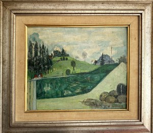 Joseph Pressmane (1904-1967), Pejzaż z domami, 1958
