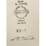 designed by Elżbieta PIWEK-BIAŁOBORSKA (1922 - 1989), platter from a snack set, pattern no. 461, Zakłady Fajansu "Włocławek"