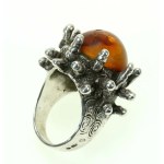 Massive ring with amber, Kazimiera Szymanska (170)