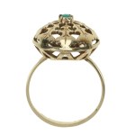 Gold ring with oak leaves and turquoise, Warmet (192)