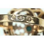 Gold ring with oak leaves and turquoise, Warmet (192)