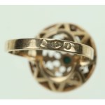 Gold ring with oak leaves and turquoise, Warmet (192)