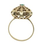 Gold ring with oak leaves and turquoise, Warmet (192)
