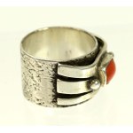Ring - signet ring with coral, ORNO (207)