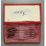 Set of six spoons with the coat of arms of Warsaw in a Cepelia box, Hefra, metal (221)