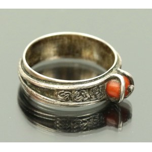 Silver ring with coral, author's product (236)