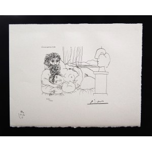 Pablo Picasso (1881-1973) Sculpteur et son modèle (Marie-Thérèse) avec la tête sculptée du modèle 1973