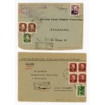 Stamps with printed "Groszy" 1951, set on envelope clippings (146)