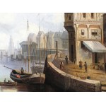 TOWN BY THE RIVER, OIL ON CANVAS