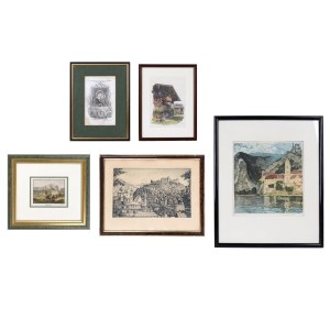 BUNDLE: 5 PRINTS, COPPERPLATE ENGRAVINGS AND COLOR ETCHINGS