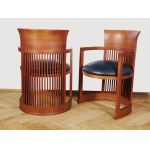 PAIR OF ARMCHAIRS BASED ON A DESIGN BY, FRANK LLOYD WRIGHT (1867 - 1959)